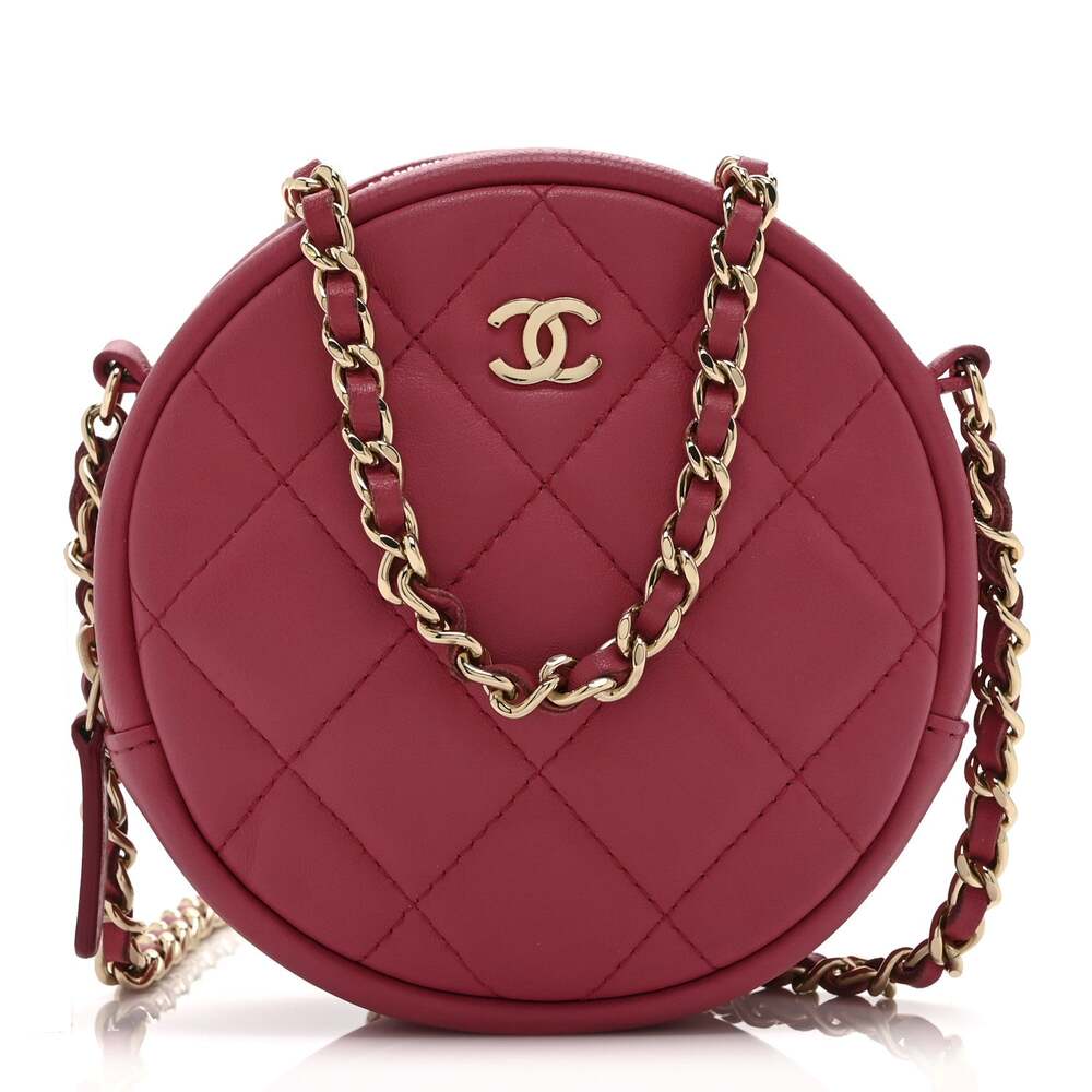 Chanel Lambskin Quilted Round Clutch #258869C19B